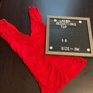 Ladies seductions red off the shoulder top.